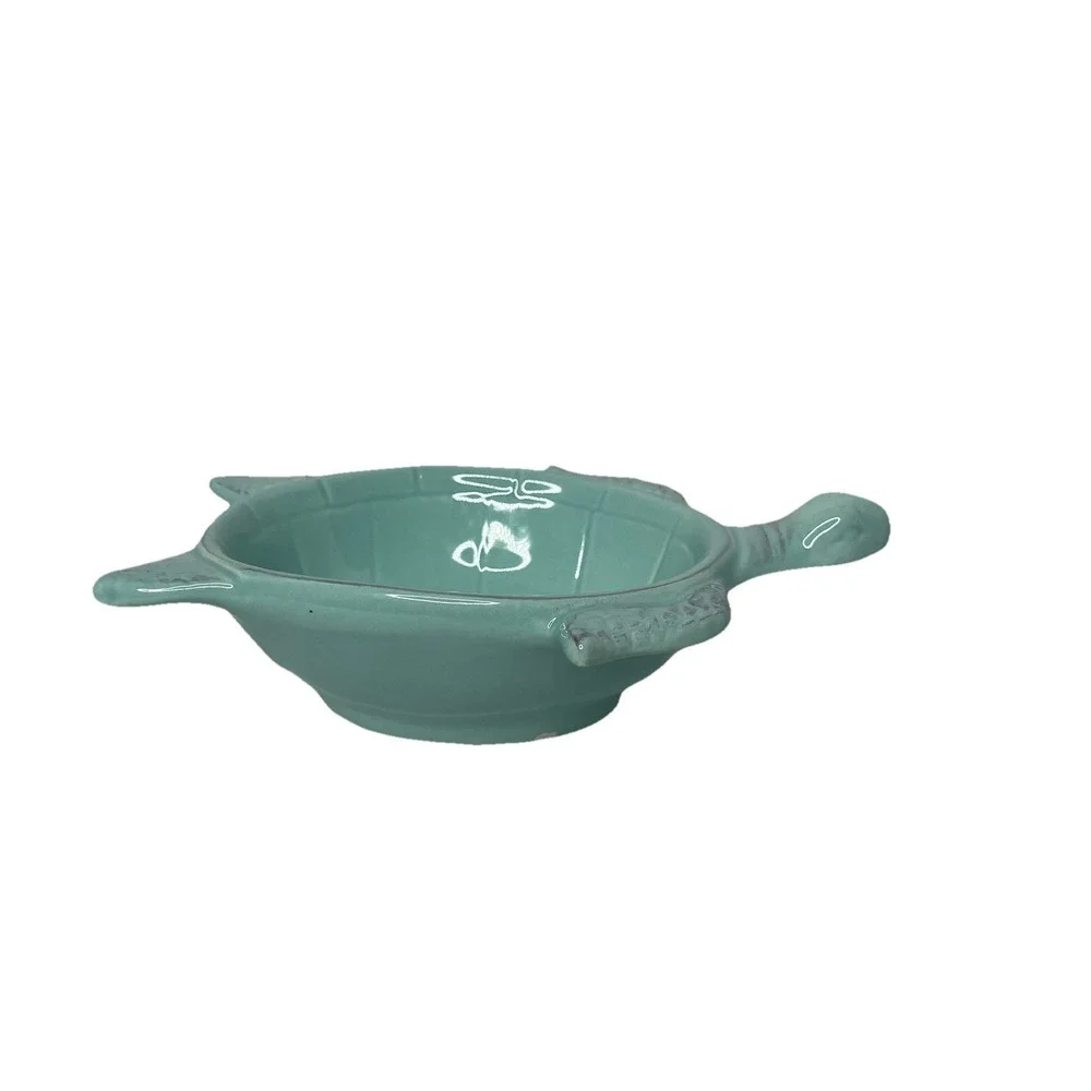 Turquiose Ceramic‎ Turtle Soap Dish 7 x 6 x 2 inch Beach Decor, New W Sm Defect